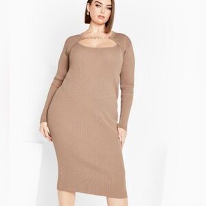 CHIC CITY | NWT Kelsey 2 Piece Dress Set in Tan ginger snap